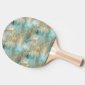Raquette De Ping Pong Gold Aqua White Feuilles tropicaux (Côté)