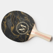 Raquette De Ping Pong Gold Black Marble Swirl Stone Monogram (Côté)