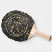 Raquette De Ping Pong Gold Black Marble Swirl Stone Wedding Monogram (Côté)