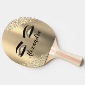 Raquette De Ping Pong Gold Glitter Sparkle Eyelashes Monogram (Côté)