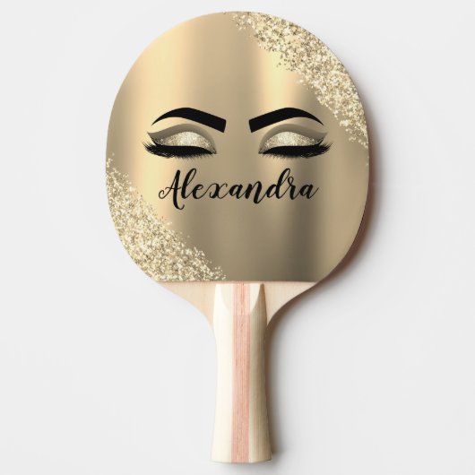 Raquette De Ping Pong Gold Glitter Sparkle Eyelashes Monogram (Devant)