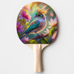 Raquette De Ping Pong Golden Crested Green Headed Finch Imaginaire Oisea