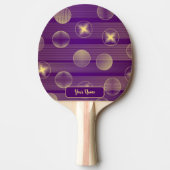 Raquette De Ping Pong Golden Stars Circles violet Élégant Rustique (Devant)