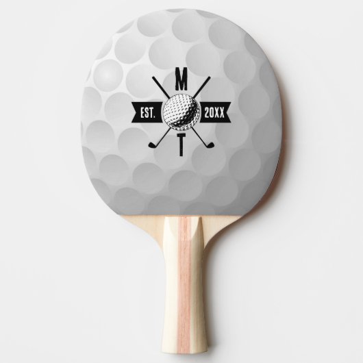 Raquette De Ping Pong Golf Ball Texture & Club Premier Monogramme (Devant)