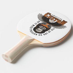 Raquette De Ping Pong Gorille Américain Motocyclette Motard Vintage Aigl