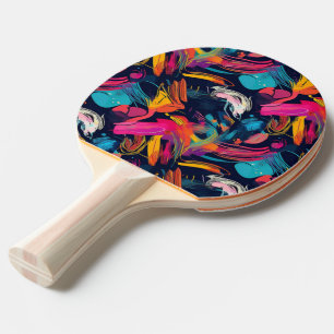 Raquette De Ping Pong Graffiti éclaboussé de chaos vif