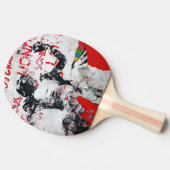 Raquette De Ping Pong Graffiti rouge et blanc défraîchi avec crayon afri (Côté)