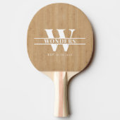 Raquette De Ping Pong Grain de bois clair personnalisé avec monogramme (Dos)