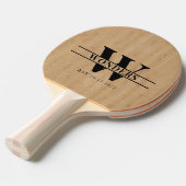 Raquette De Ping Pong Grain de bois clair personnalisé avec monogramme (Devant Angle)