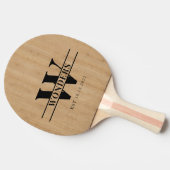 Raquette De Ping Pong Grain de bois clair personnalisé avec monogramme (Côté)