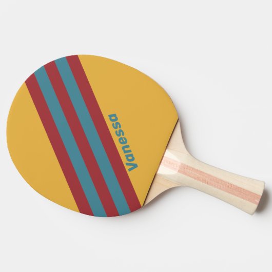Raquette De Ping Pong Graines de moutarde rétro avec nom (Côté)