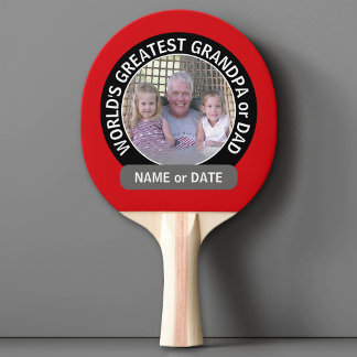 Raquette De Ping Pong Grand papa du monde Photo rouge noir