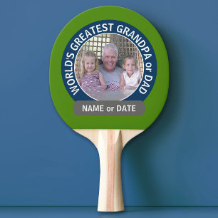 Raquette De Ping Pong Grand papa grand-père du monde photo marine verte