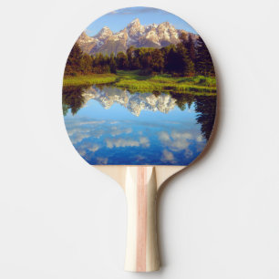 Raquette De Ping Pong Grand Tetons se reflétant dans la rivière Snake