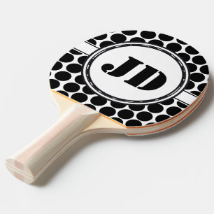 Raquette De Ping Pong GRANDS DOTS noir + votre backgr. & texte