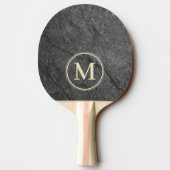 Raquette De Ping Pong Granit Foncé Moderne Pierre Monogramme (Dos)