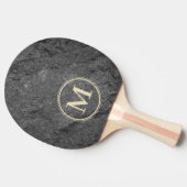 Raquette De Ping Pong Granit Foncé Moderne Pierre Monogramme (Côté)