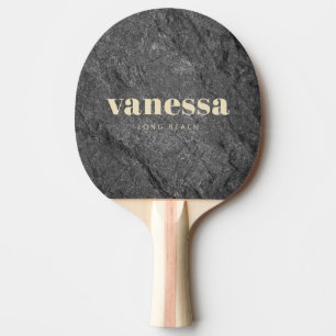 Raquette De Ping Pong Granite Foncé Moderne Minimaliste Nom Classique Mo