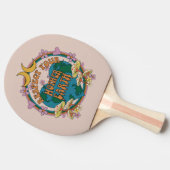 Raquette De Ping Pong Graphique de la Terre mère rétro des années 70 (Côté)