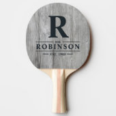 Raquette De Ping Pong Gray Timber Family Name & Initial (Dos)