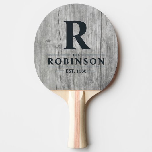 Raquette De Ping Pong Gray Timber Family Name & Initial (Devant)