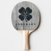 Raquette De Ping Pong Gray Timber Four Leaf Clover with Name (Dos)