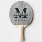 Raquette De Ping Pong Gray Timber Monogram & Name Overlay (Devant)