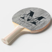 Raquette De Ping Pong Gray Timber Monogram & Name Overlay (Devant Angle)