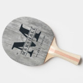 Raquette De Ping Pong Gray Timber Monogram & Name Overlay (Côté)