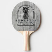 Raquette De Ping Pong Gray Timber Pineapple Wedding Arch & Name (Devant)