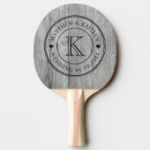 Raquette De Ping Pong Gray Timber Wedding Monogram Heart (Dos)