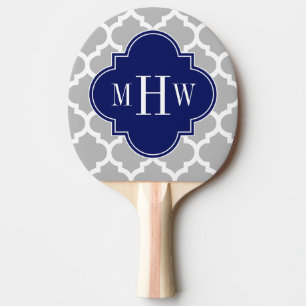 Raquette De Ping Pong Gray White Moroccan #5 Navy 3 Première monogramie