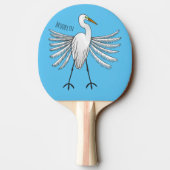 Raquette De Ping Pong Great egret bird cartoon illustration  (Dos)