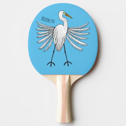 Raquette De Ping Pong Great egret bird cartoon illustration  (Devant)