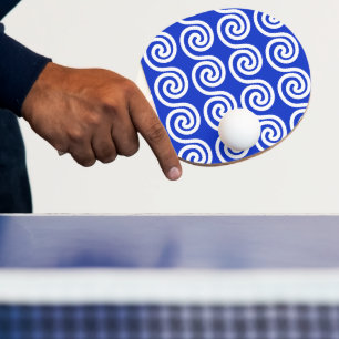 Raquette De Ping Pong Grec Meander Key Waves Motif Bleu