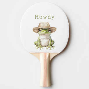 Raquette De Ping Pong Grenouille verte avec chapeau