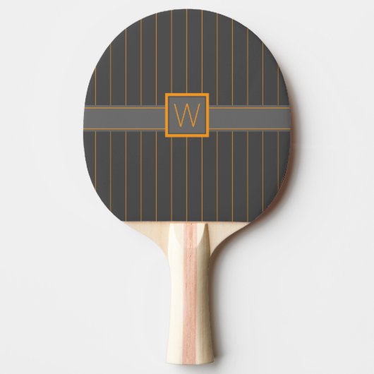 Raquette De Ping Pong Grey avec Pinstripes Orange Ping Paddle (Devant)