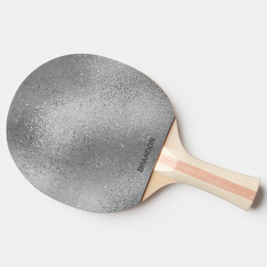 Raquette De Ping Pong Gris argenté brillant brillant texture en verre (Côté)