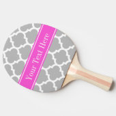 Raquette De Ping Pong Gris Blanc Marocain #5 Hot Pink Nom Monogramme (Côté)