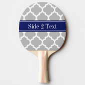 Raquette De Ping Pong Gris Blanc Marocain #5 Marine Nom bleu Monogramme (Dos)