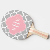 Raquette De Ping Pong Gris Blanc Marocain #5 Rose 3 Monogramme initial (Côté)