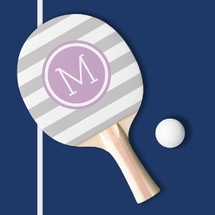 Raquette De Ping Pong Gris et pourpre Rayures de preppy Monogramme