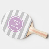 Raquette De Ping Pong Gris et pourpre Rayures de preppy Monogramme (Côté)