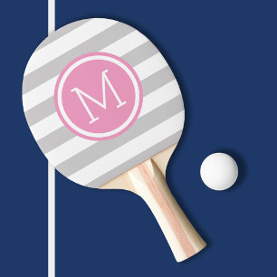 Raquette De Ping Pong Gris et rose pointes de preppy Monogramme