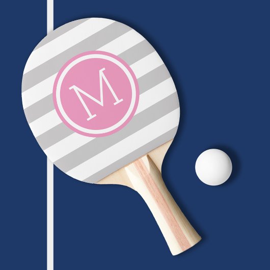 Raquette De Ping Pong Gris et rose pointes de preppy Monogramme