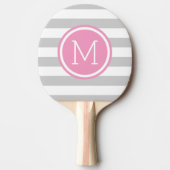 Raquette De Ping Pong Gris et rose pointes de preppy Monogramme (Devant)