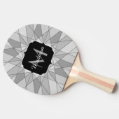 Raquette De Ping Pong Gris noir Mosaïque Triangle Motif Monogramme (Côté)