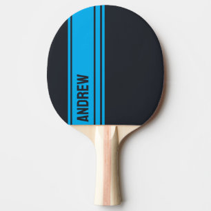 Raquette De Ping Pong Gris uni et bleu personnalisable