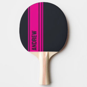 Raquette De Ping Pong Gris uni et rose personnalisable