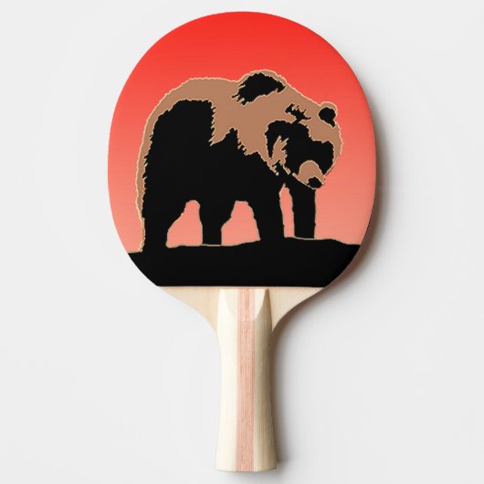 Raquette De Ping Pong Grizzly Bear au coucher du soleil - Art original d (Devant)